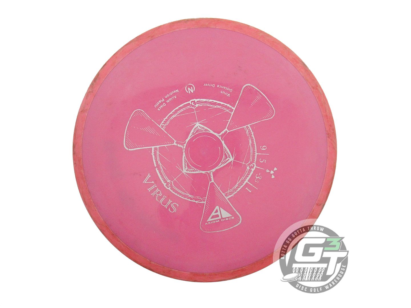 USED Axiom Discs Neutron Virus 174g Dark Pink Salmon Rim Distance Driver Disc