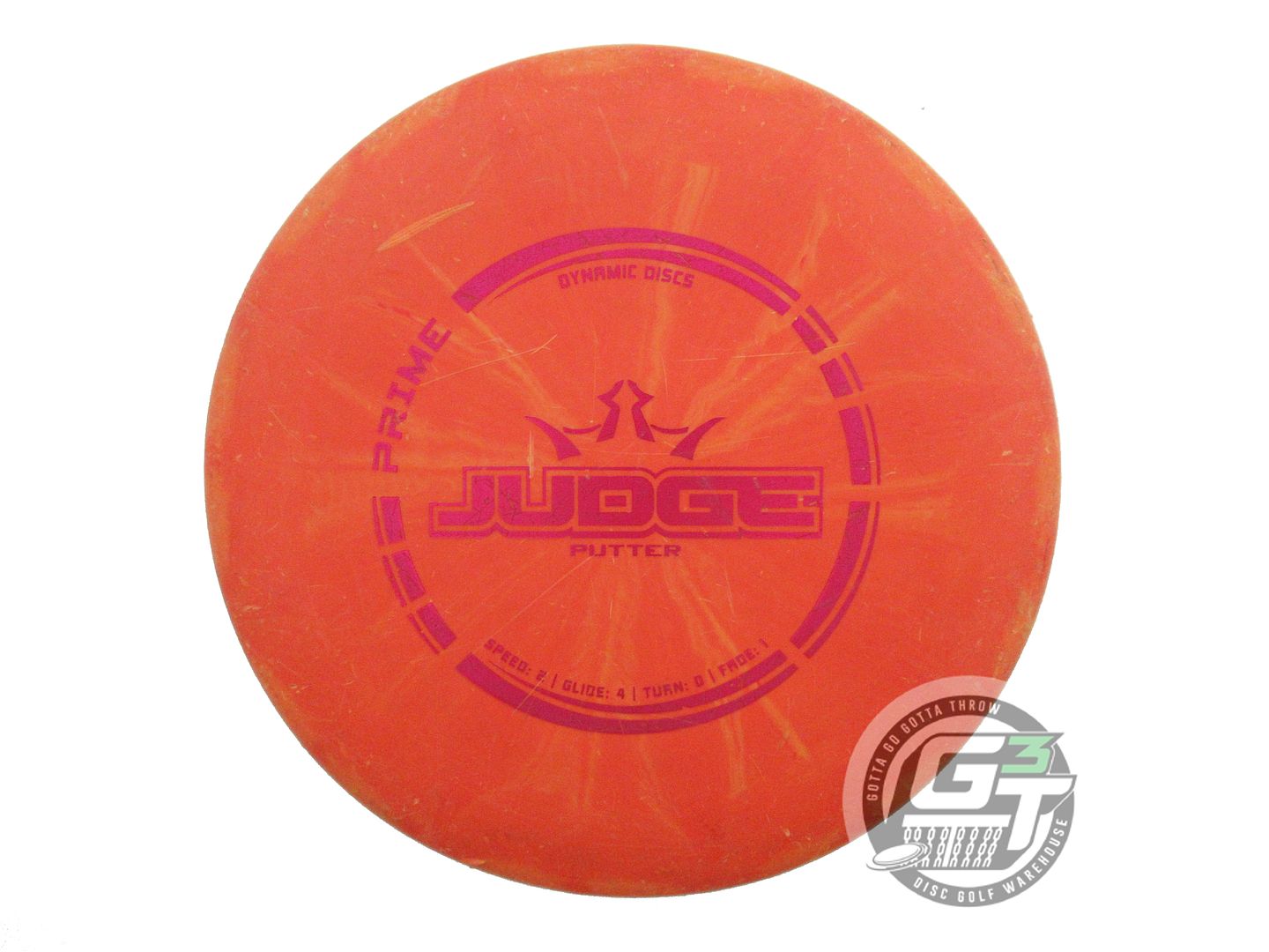 USED Dynamic Discs Prime Burst Judge 174g Orange Magenta Foil Putter Golf Disc