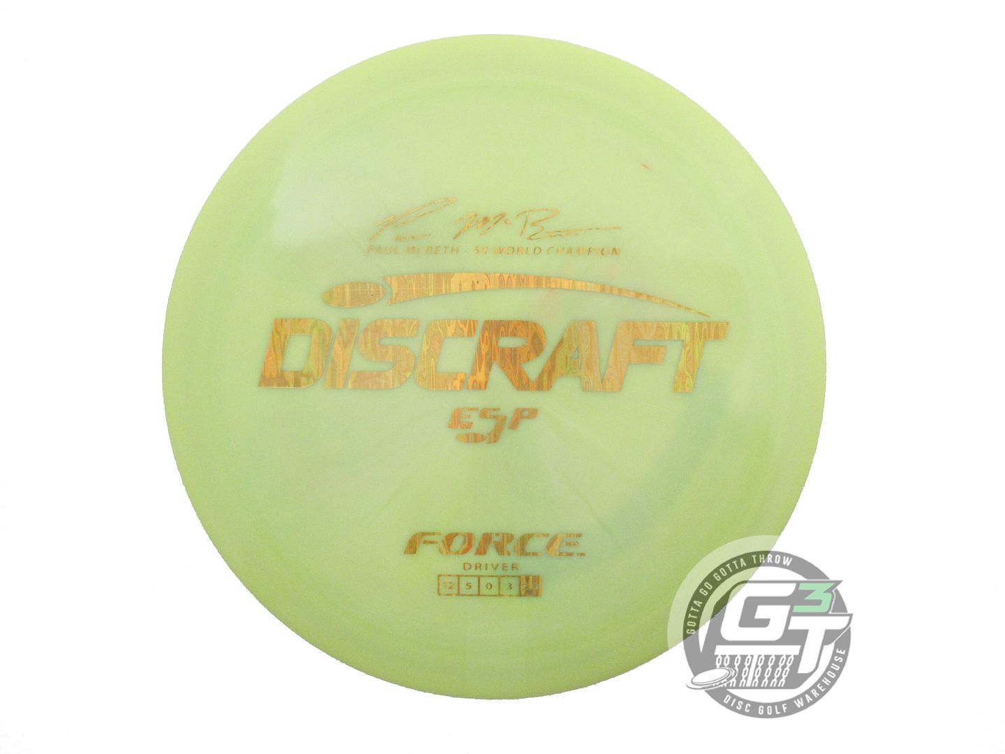 USED Discraft ESP Force 175g Lime Gold Foil Distance Driver Golf Disc