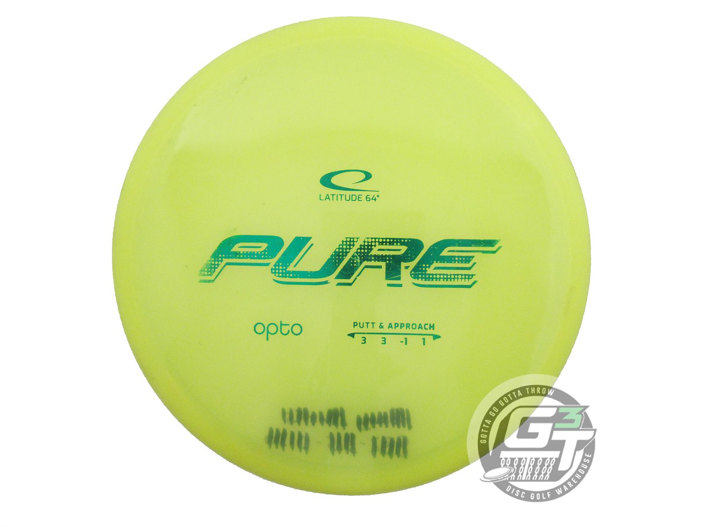 USED Latitude 64 Opto Pure 174g Yellow Green Foil Putter Golf Disc
