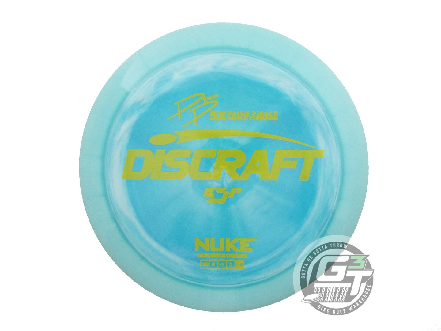 USED Discraft [PIERCE] ESP Nuke 175g Teal Yellow Stamp Distance Driver Golf Disc