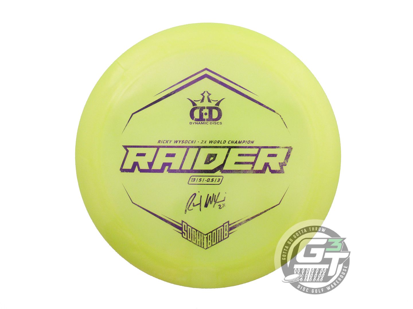 USED Dynamic Discs [WYSOCKI] Glimmer Lucid Ice Raider 171g Yellow Driver Disc