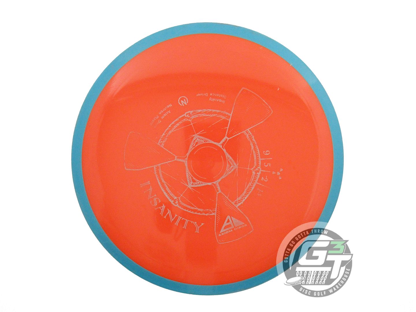 USED Axiom Discs Neutron Insanity 159g Orange Teal Rim Distance Driver Golf Disc