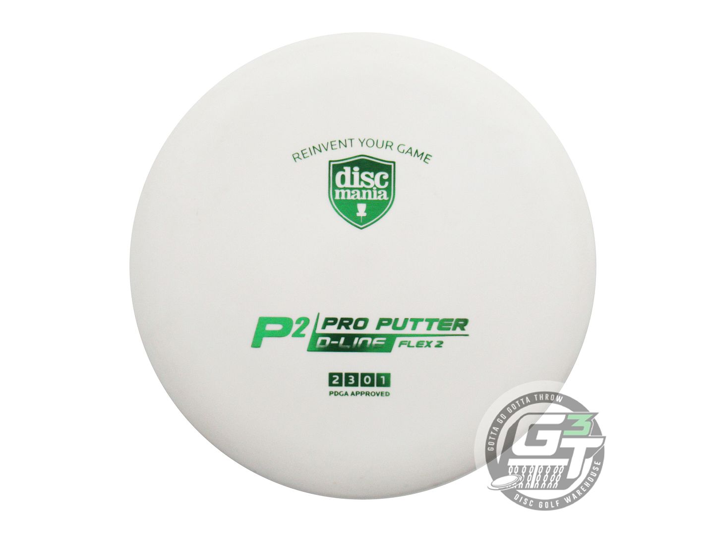 USED DiscMania D-Line Flex 2 P2 173g White Green Foil Putter Golf Disc