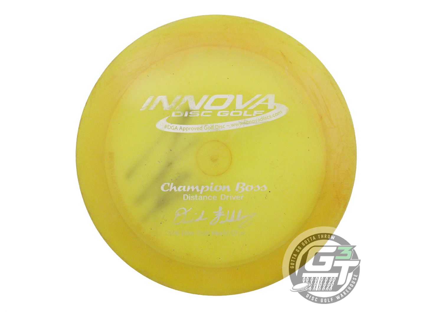 USED Innova Champion Boss 172g Yellow Silver Stamp PFN Distance Driver Golf Disc