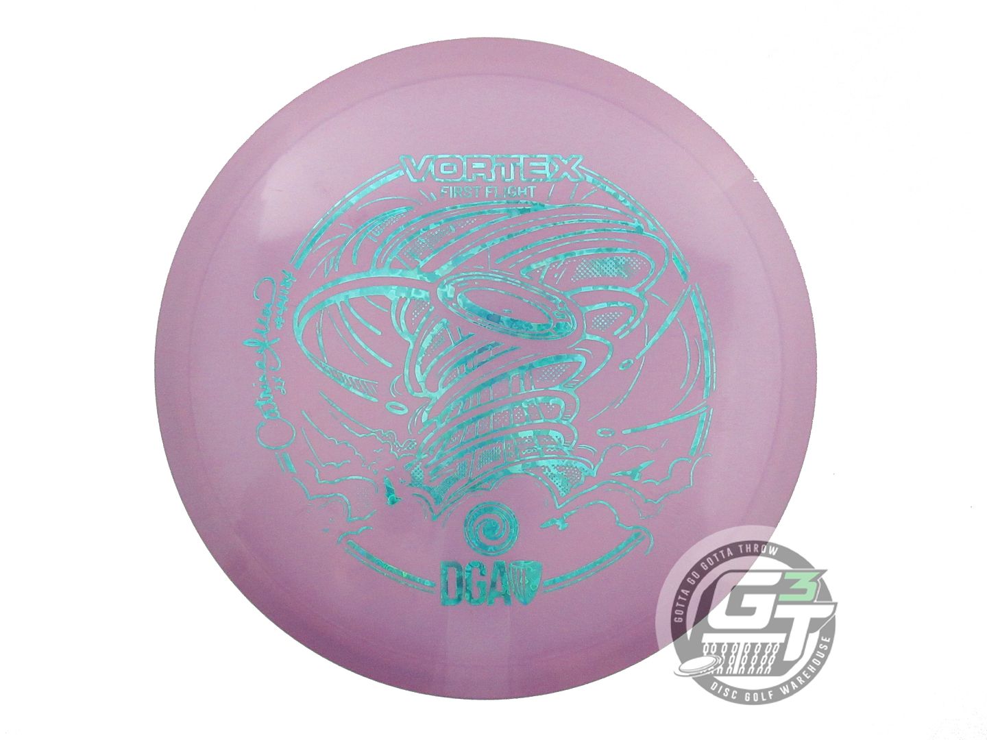 USED DGA [ALLEN] FIRST RUN ProLine Vortex 172g Lilac Teal Heart Foil Driver Disc