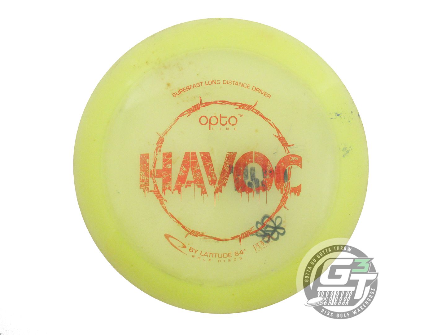 USED Latitude 64 Opto Havoc 170g Yellow Red Foil Distance Driver Golf Disc