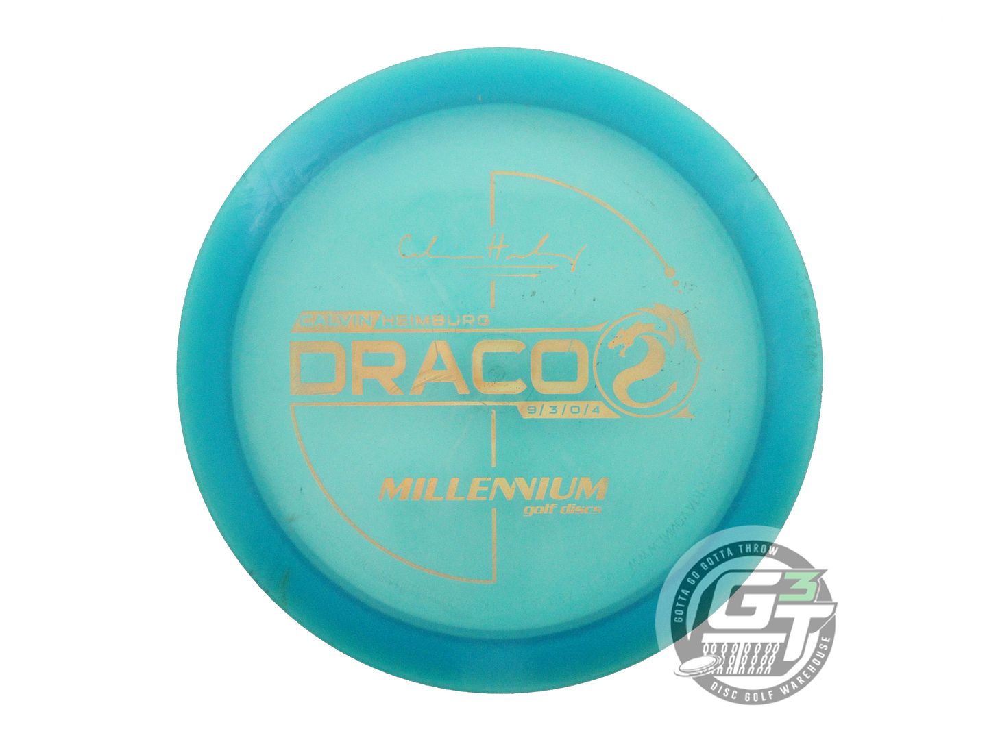 USED Millennium Quantum Draco 177g Blue Gold Holo Foil Distance Driver Golf Disc