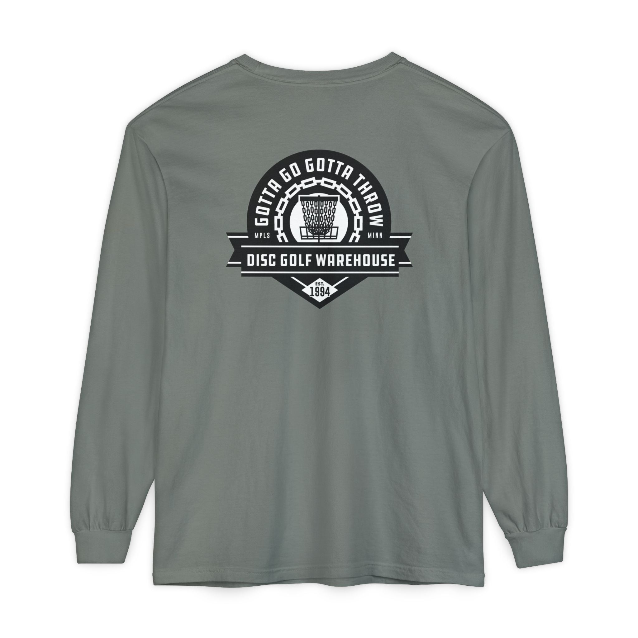 Gotta Go Gotta Throw Bar Stamp Unisex Garment-dyed Long Sleeve Disc Golf T-Shirt