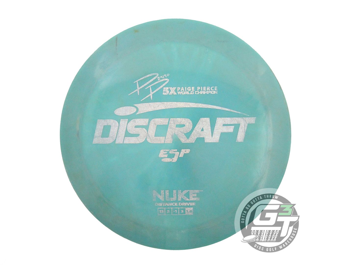USED Discraft [PIERCE] ESP Nuke 174g Green-Aqua Silver Glitter Driver Golf Disc
