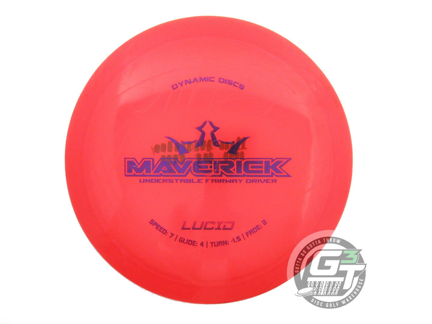 USED Dynamic Discs Lucid Maverick 173g Red Purple Foil Distance Driver Golf Disc