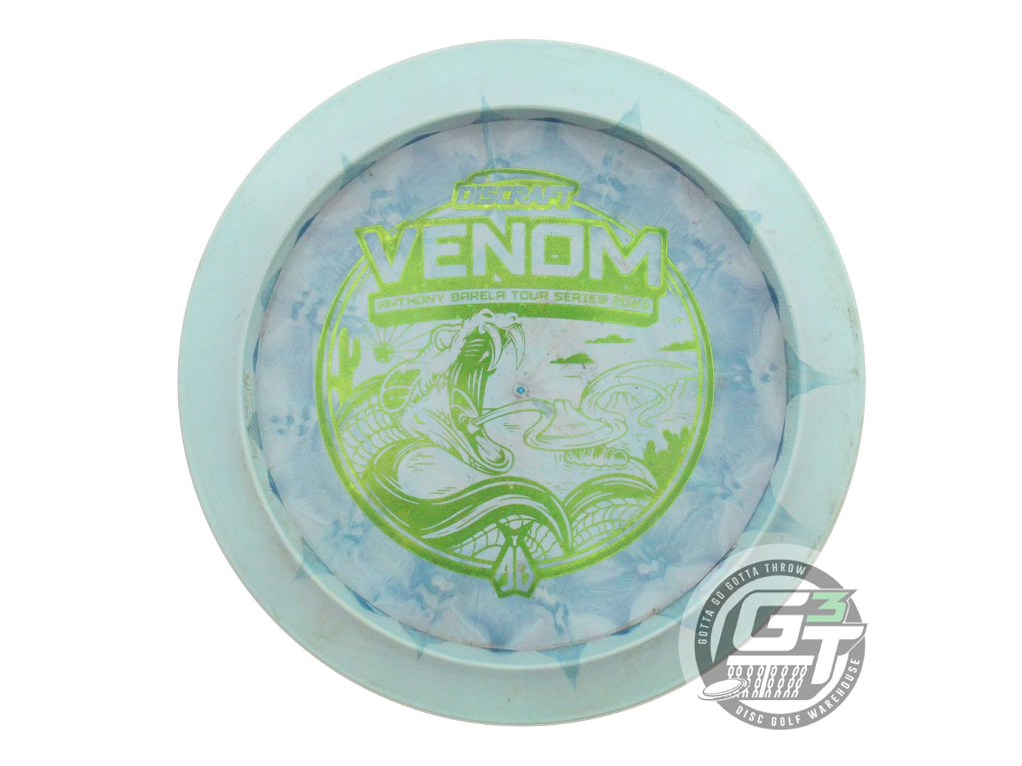 USED Discraft [BARELA] Swirl ESP Venom 173g Sky Blue Lime Star Foil Driver Disc