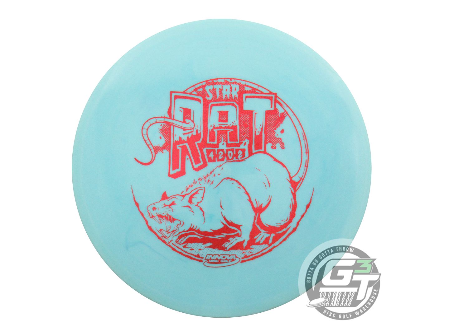 USED Innova Star Rat 175g Sky Blue Red Glitter Foil Midrange Golf Disc