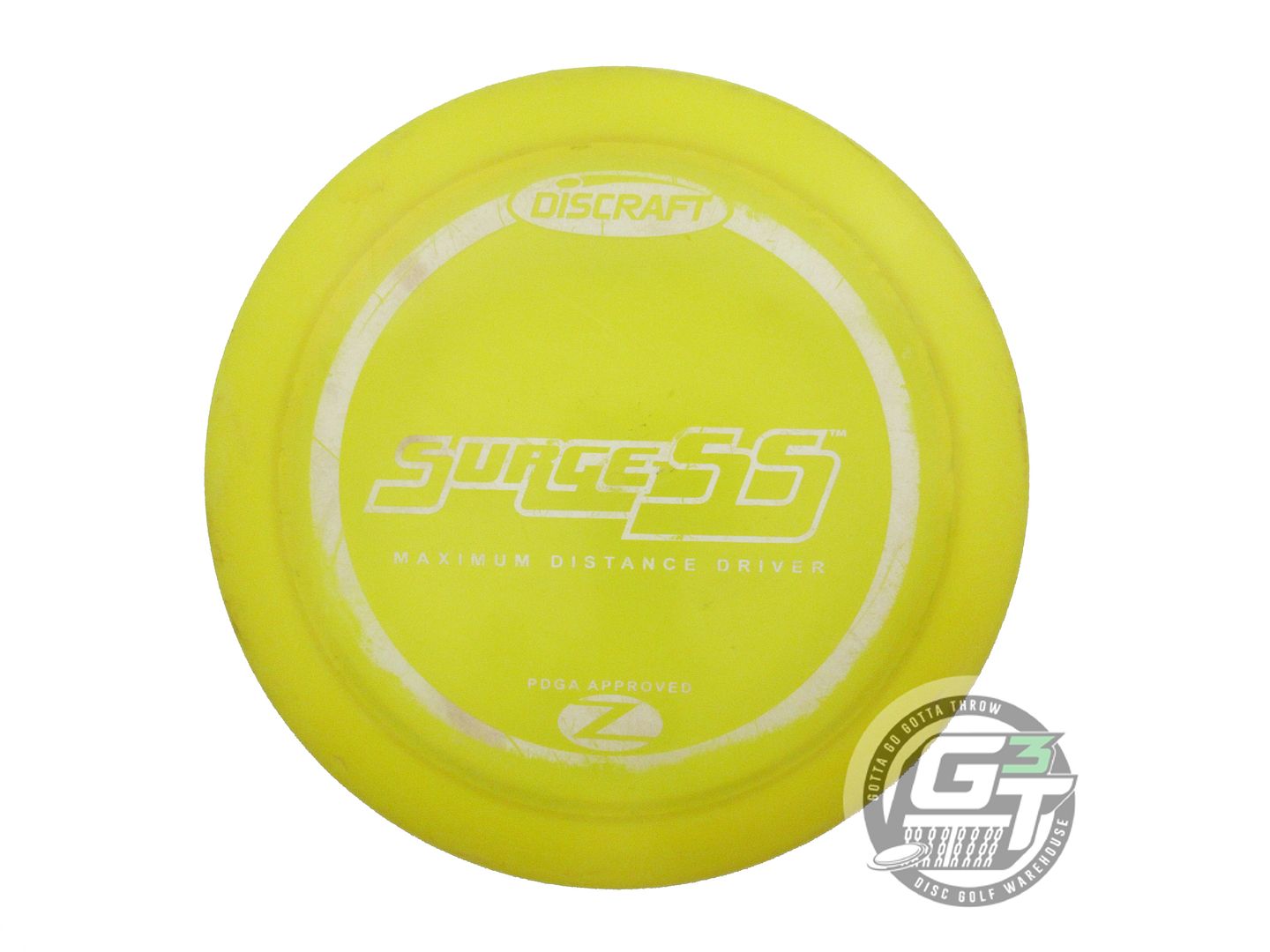 USED Discraft Z Surge SS 170g Yellow White Stamp PFN Distance Driver Golf Disc