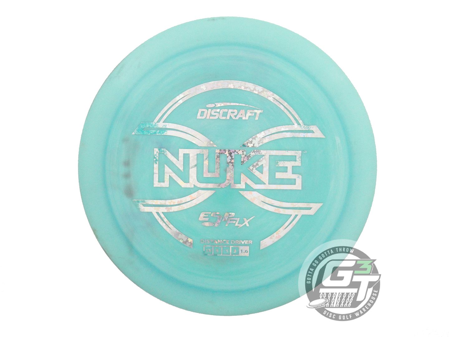 USED Discraft ESP FLX Nuke 176g Seafoam Shamrock Foil Distance Driver Golf Disc
