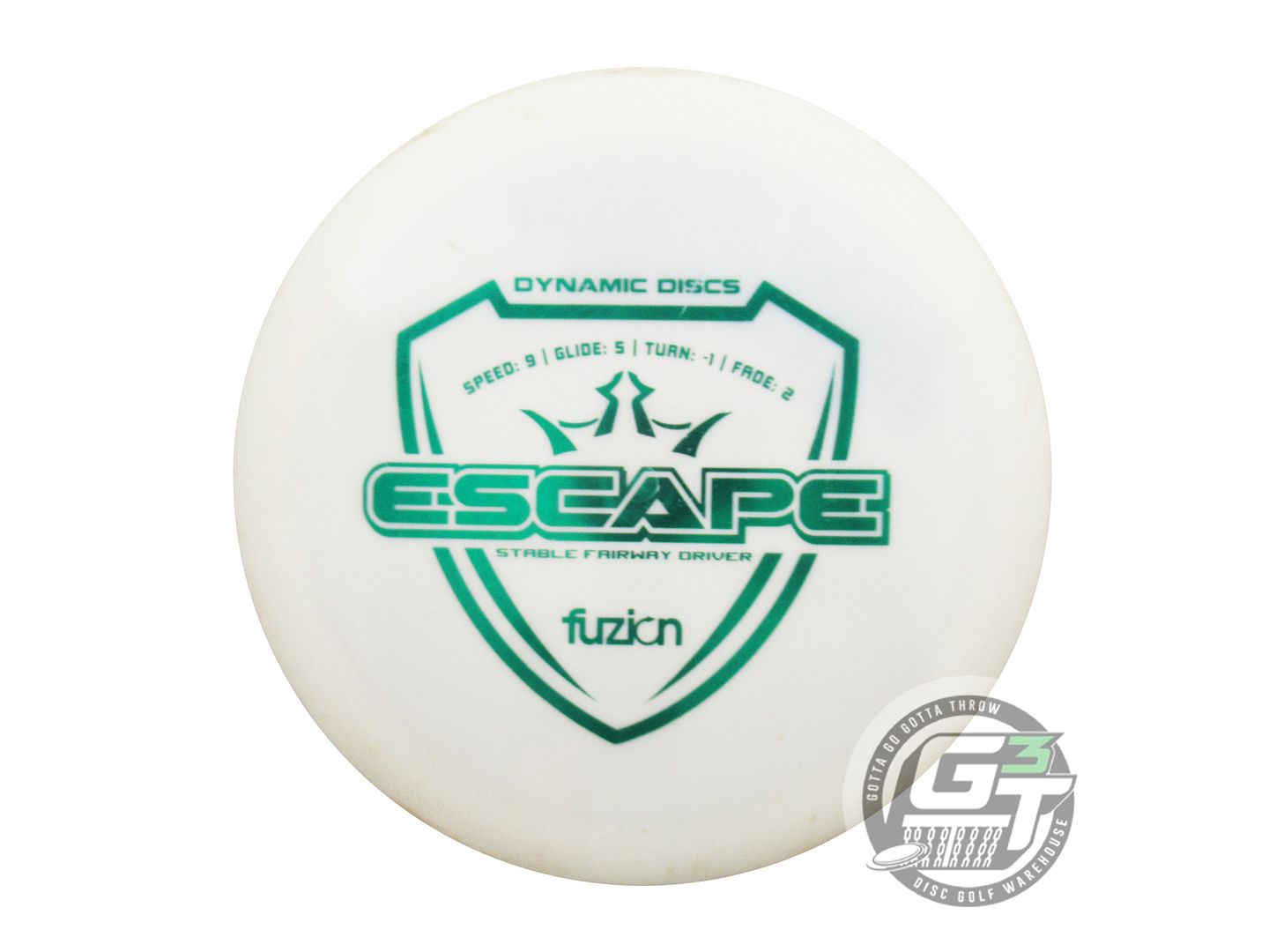 USED Dynamic Discs Fuzion Escape 172g White Green Foil Fairway Driver Golf Disc