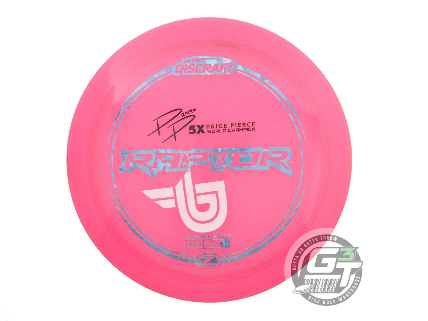USED Discraft [PIERCE] Z Raptor 176g Pink Teal Shatter Distance Driver Golf Disc