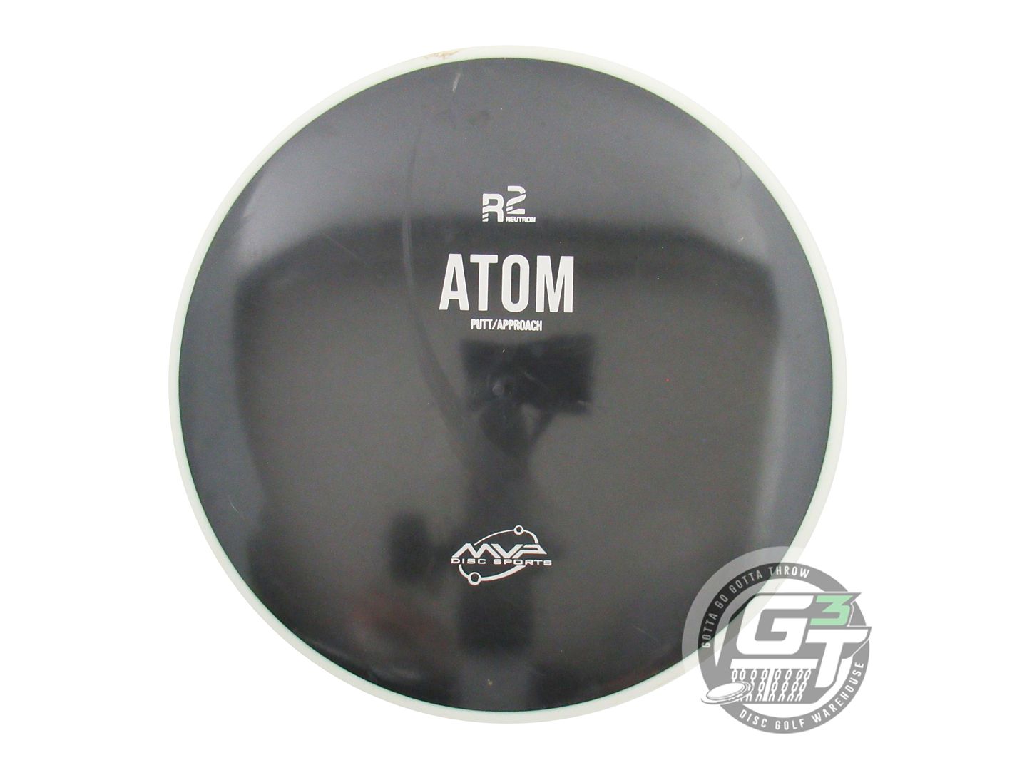 USED MVP Disc Sports R2 Neutron Atom 175g Black White Rim Putter Golf Disc