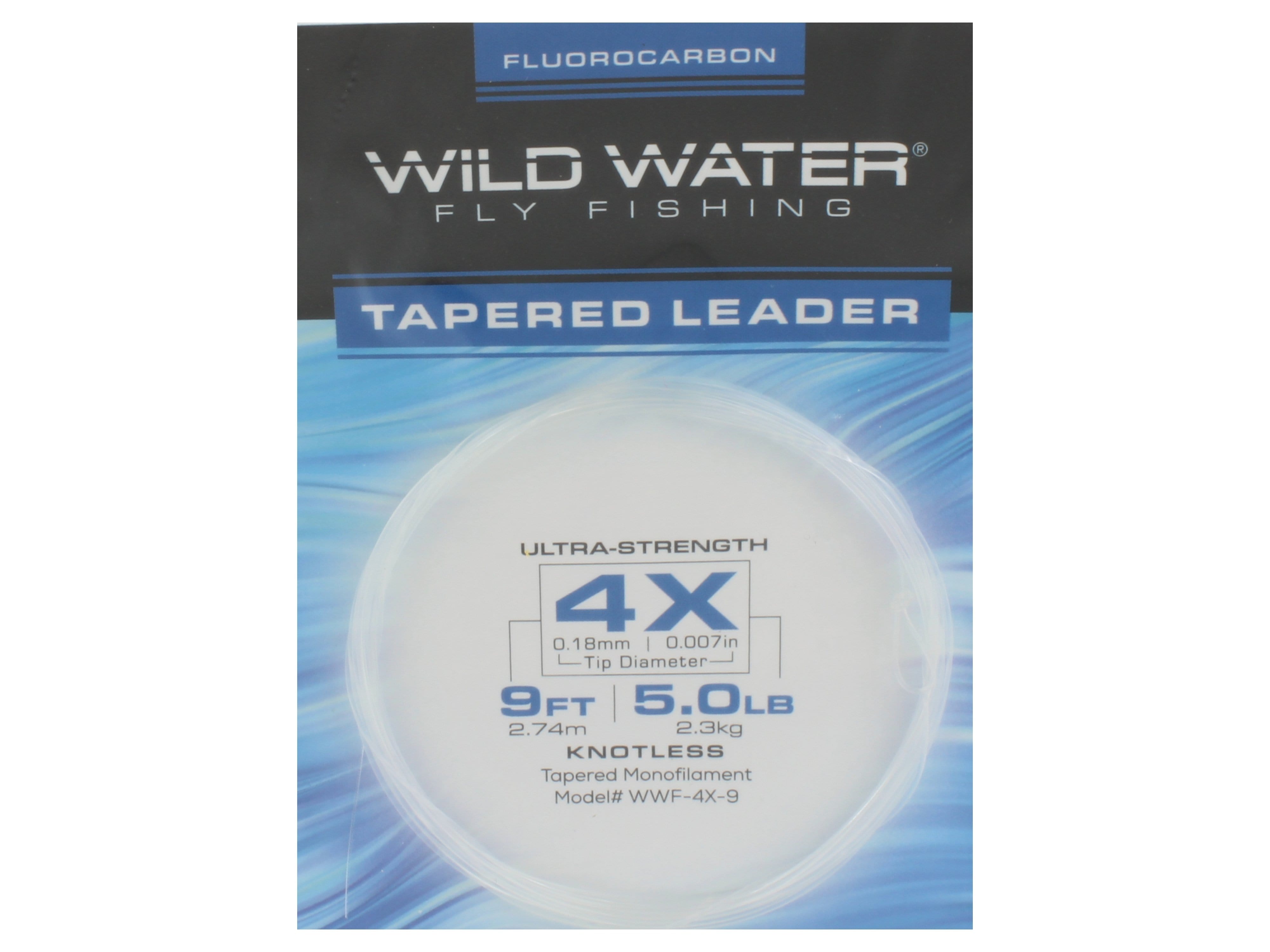 Wild Water Fly Fishing Fluorocarbon Leader 4X, 9', 3 Pack