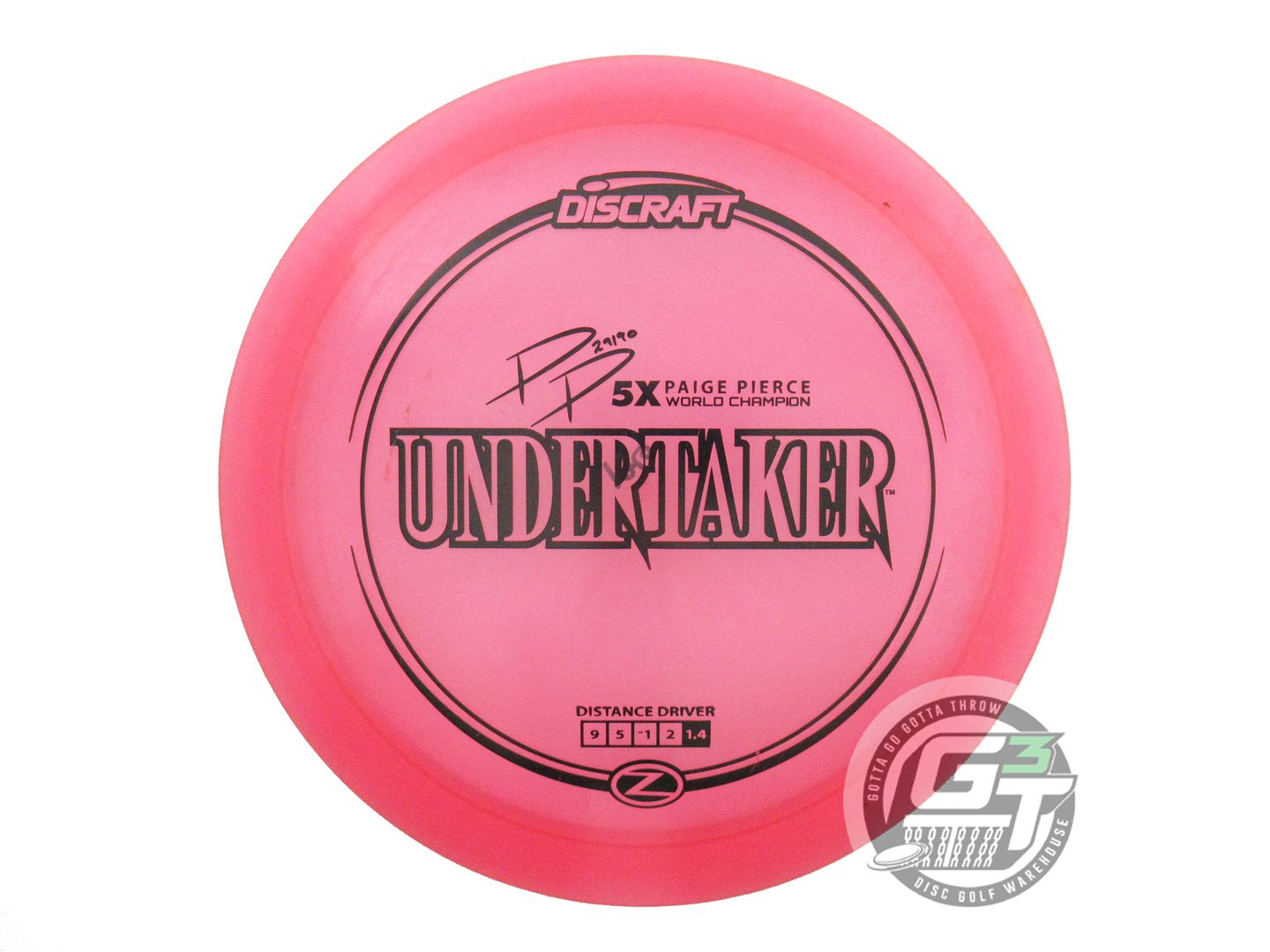 USED Discraft [PIERCE] Z Undertaker 176g Pink Black Stamp Distance Driver Disc