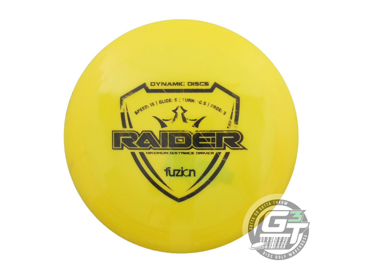 USED Dynamic Discs Fuzion Raider 173g Yellow Black Stamp Distance Driver Disc