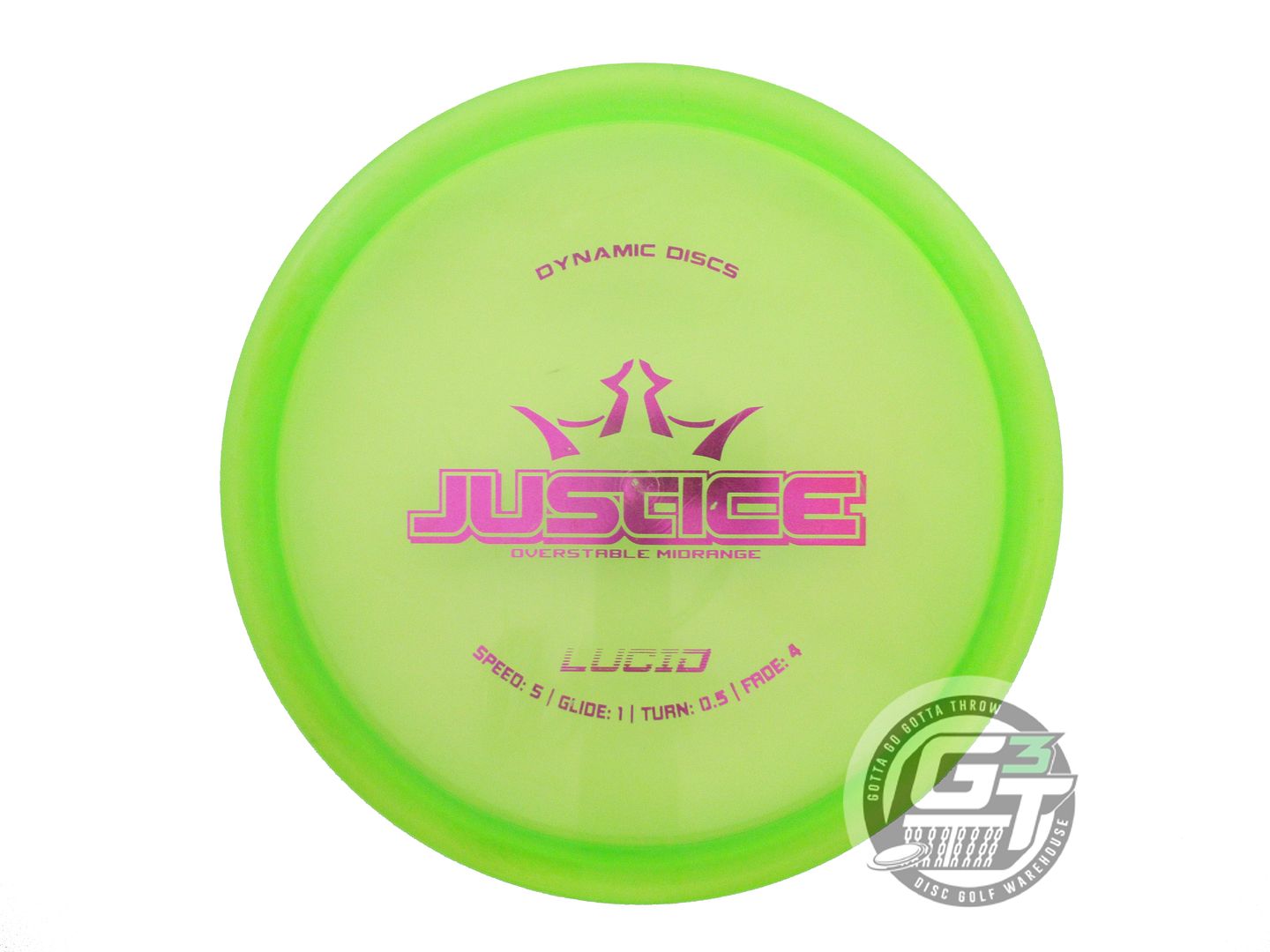 USED Dynamic Discs Lucid Justice 174g Lime Magenta Foil Midrange Golf Disc