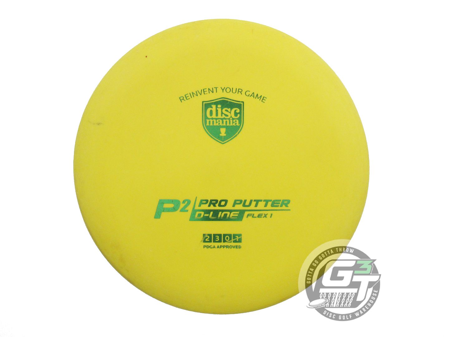USED DiscMania D-Line Flex 1 P2 175g Yellow Green Foil Putter Golf Disc