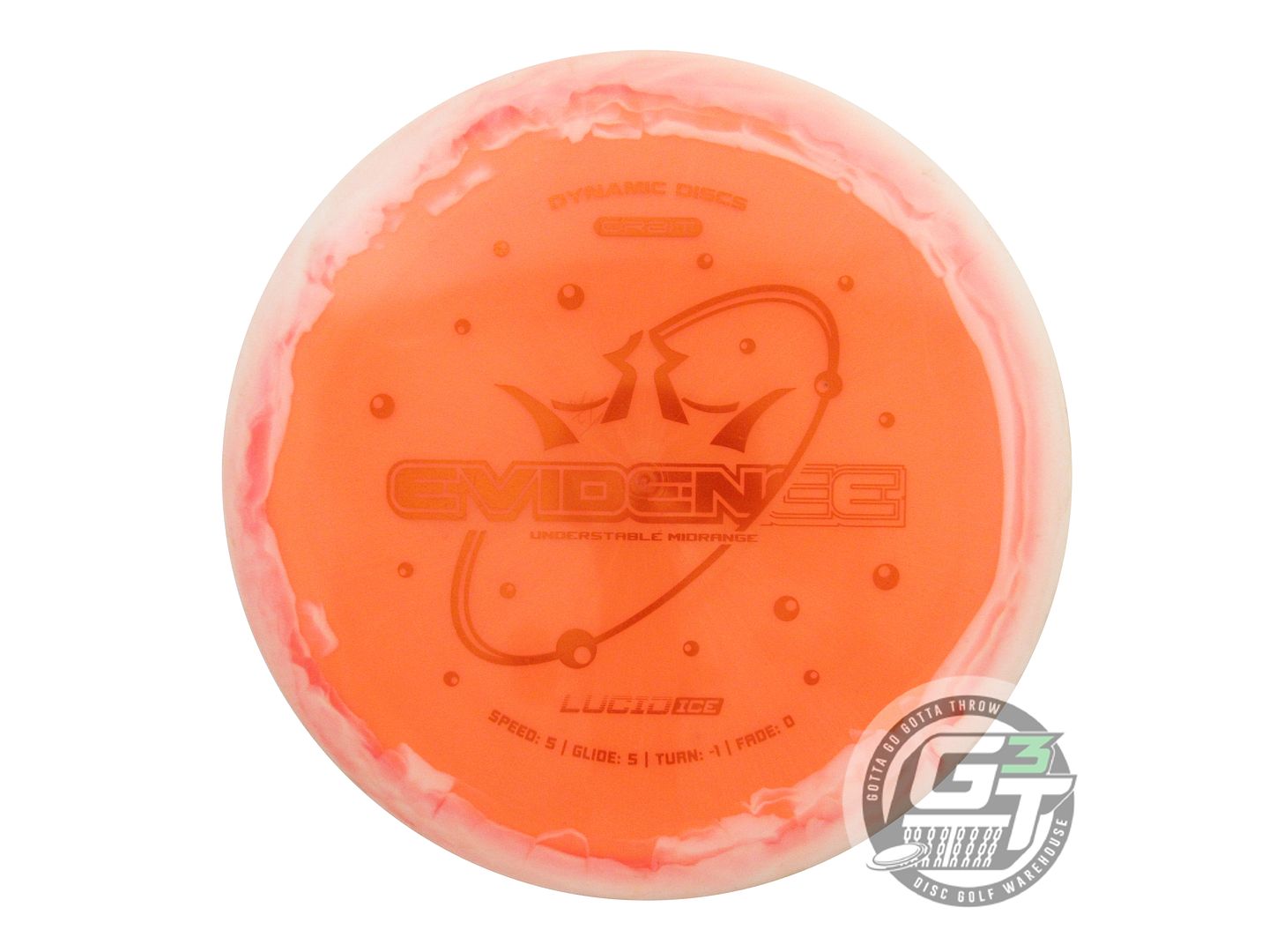 USED Dynamic Discs Lucid Ice Orbit Evidence 176g White-Orange A Midrange Disc