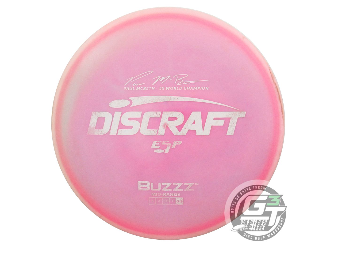 USED Discraft [McBETH] ESP Buzzz 178g Pink White Stamp Midrange Golf Disc