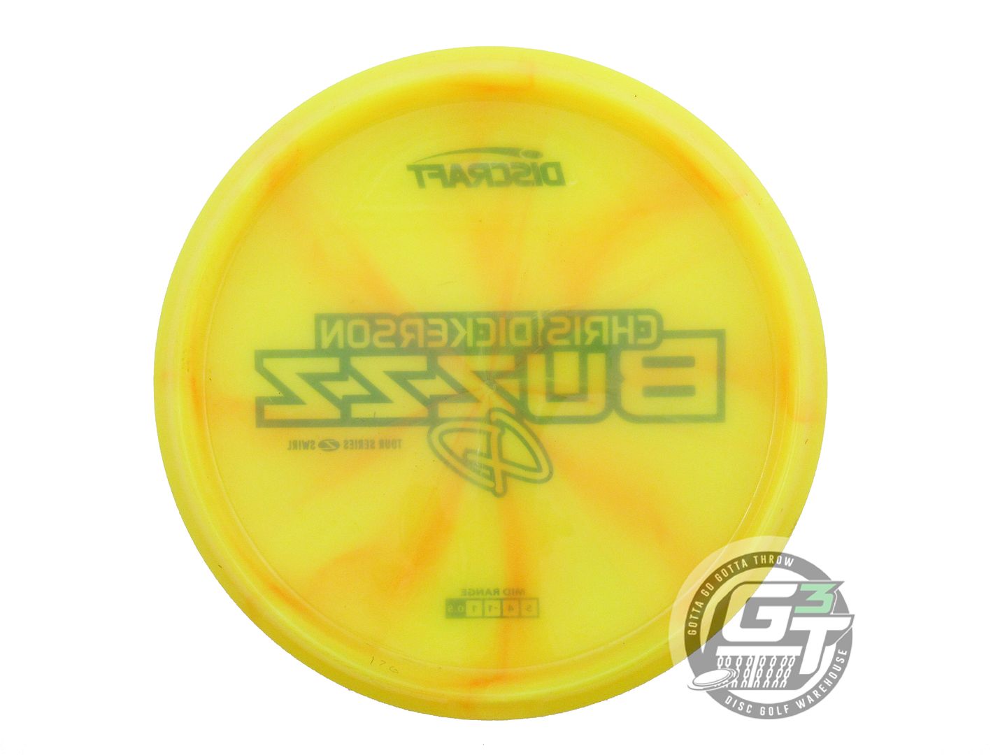 USED Discraft [DICKERSON] Z Swirl Buzzz 176g Yellow Blue Stamp Midrange Disc