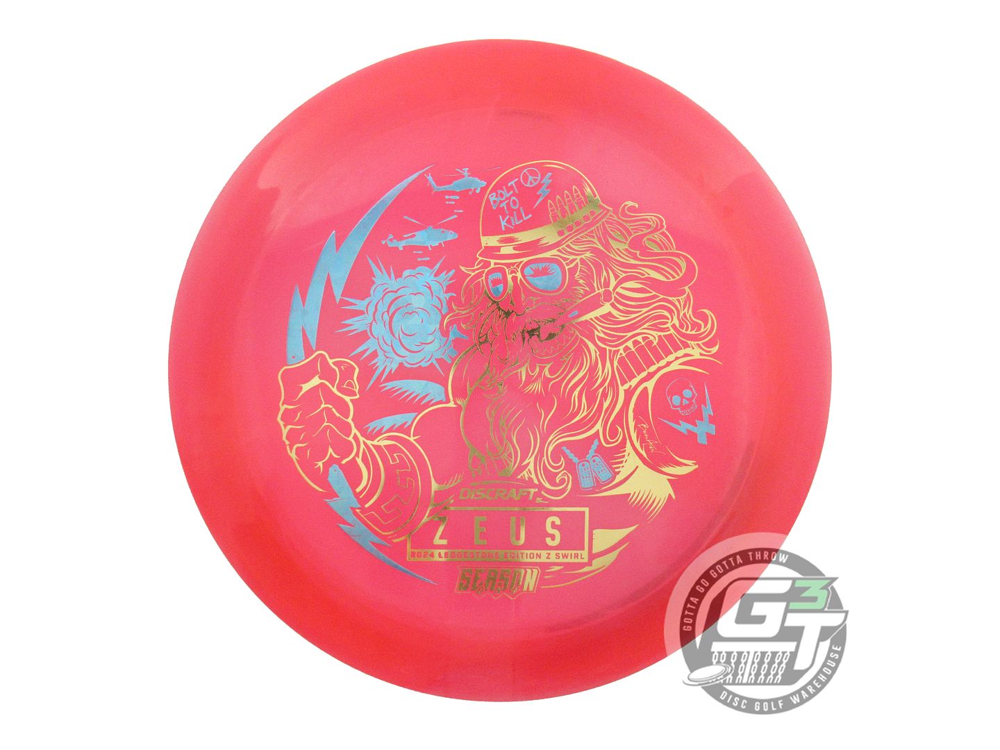 USED Discraft [LEDGESTONE] Swirly Z Zeus 174g Pink Gold & Teal Foil Driver Disc
