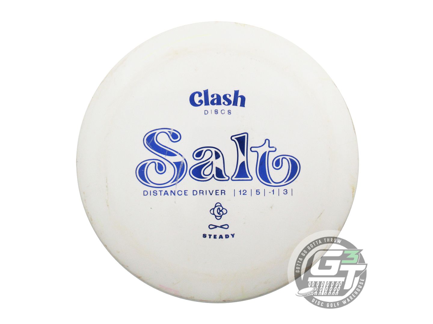 USED Clash Discs Steady Salt 174g White Blue Foil Distance Driver Golf Disc