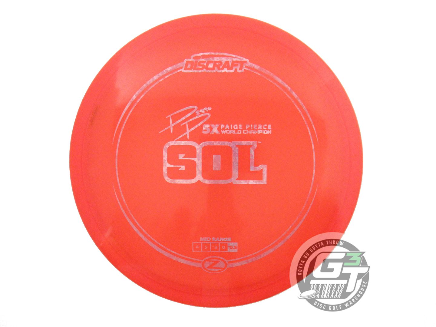 USED Discraft [PIERCE] Z Sol 165g Orange Pink Heart Foil Midrange Golf Disc