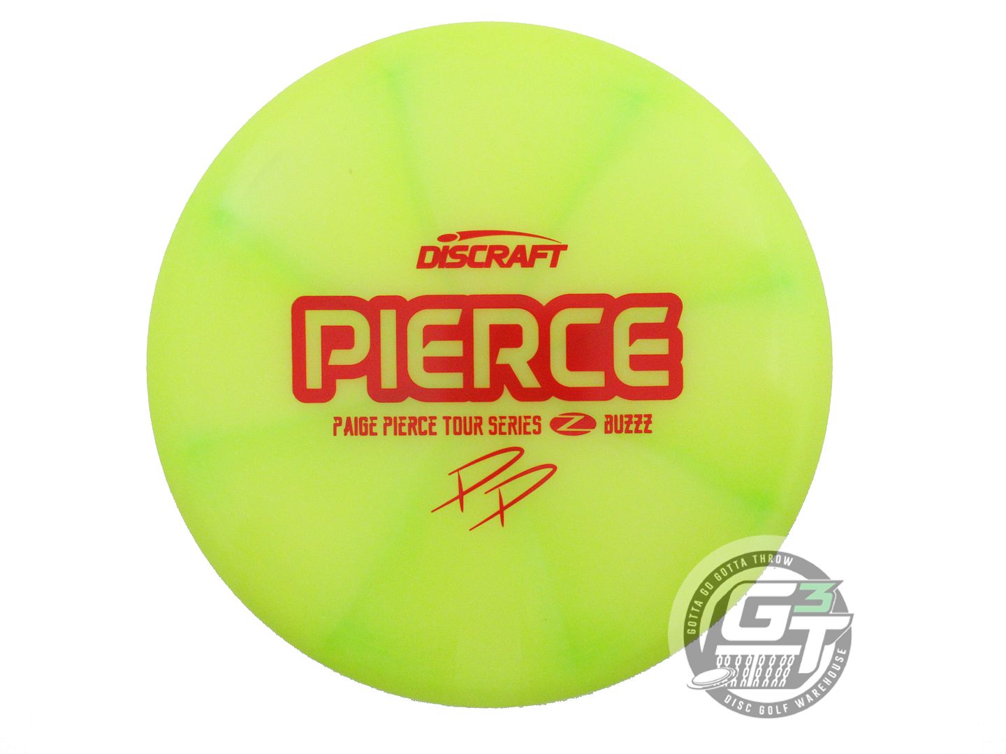 USED Discraft [PIERCE] Z Swirl Buzzz 179g Yellow-Lime Red Stamp Midrange Disc
