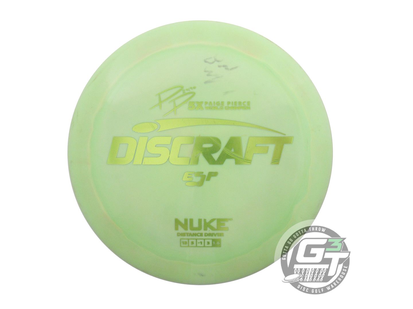 USED Discraft [PIERCE] ESP Nuke 176g Lime Lime Foil Distance Driver Golf Disc