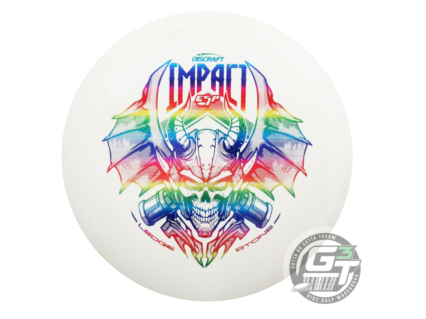 USED Discraft [LEDGESTONE] ESP Impact 180g White Rainbow Laser Driver Golf Disc