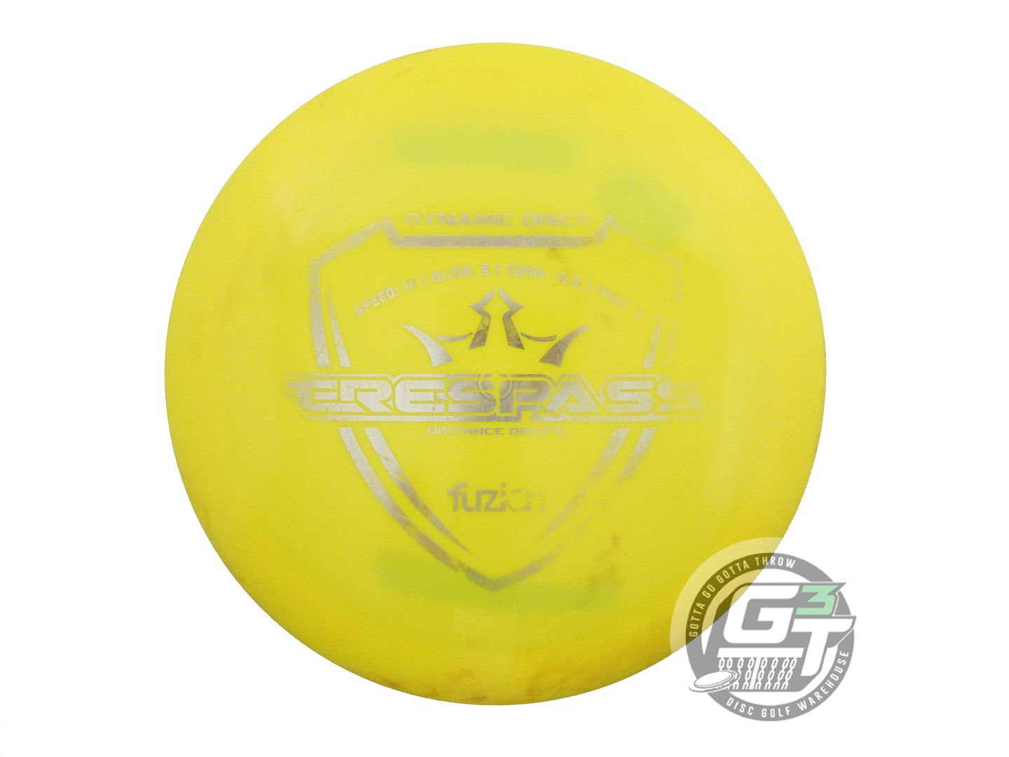 USED Dynamic Discs Fuzion Trespass 173g Yellow Silver Foil Distance Driver Disc