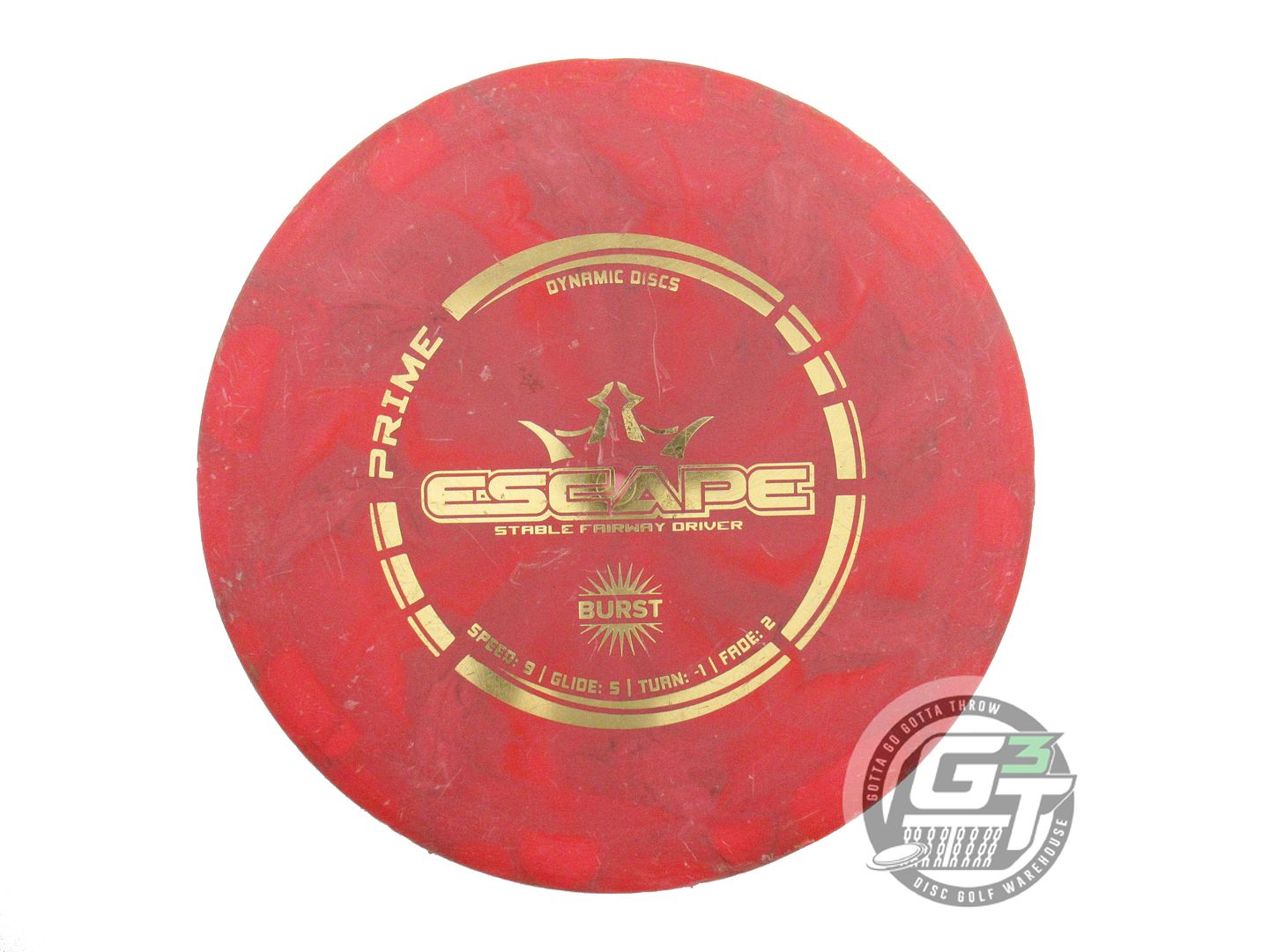 USED Dynamic Discs Prime Burst Escape 175g Red Gold Foil Fairway Driver Disc