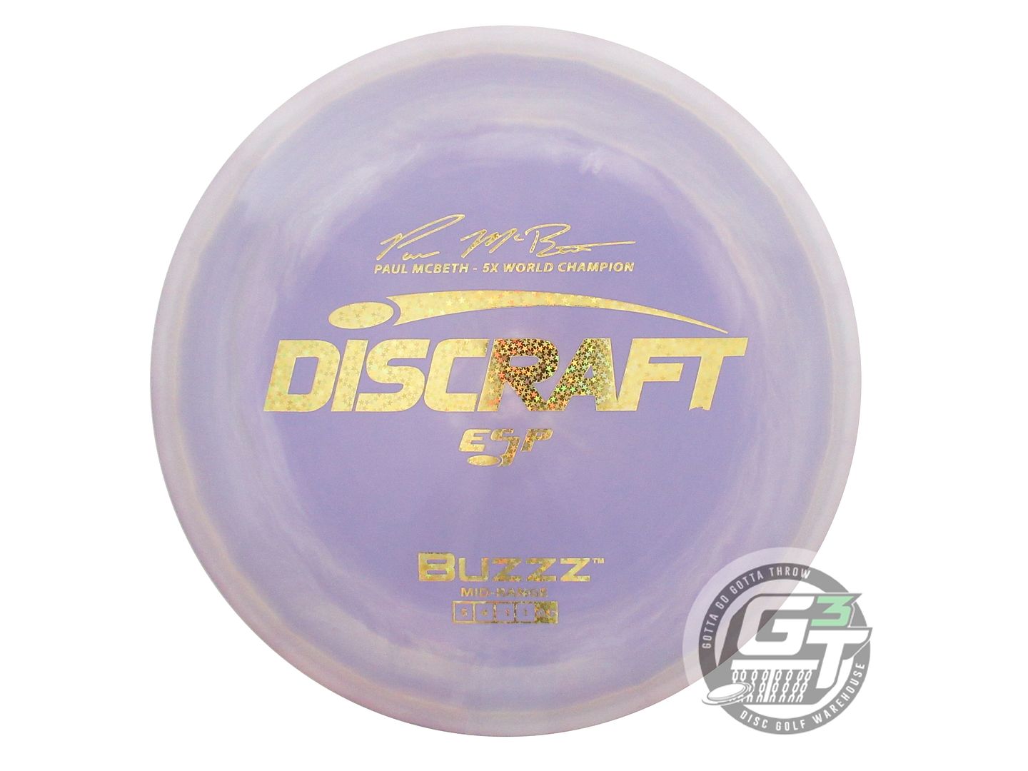 USED Discraft [McBETH] ESP Buzzz 177+g Purple Gold Star Foil Midrange Golf Disc