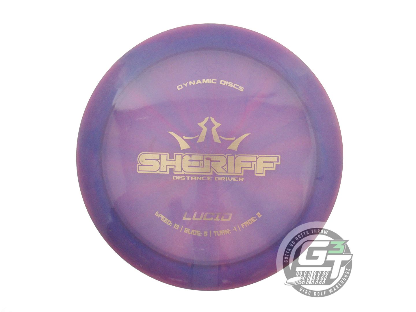 USED Dynamic Discs Lucid Sheriff 172g Purple Gold Foil Distance Driver Golf Disc