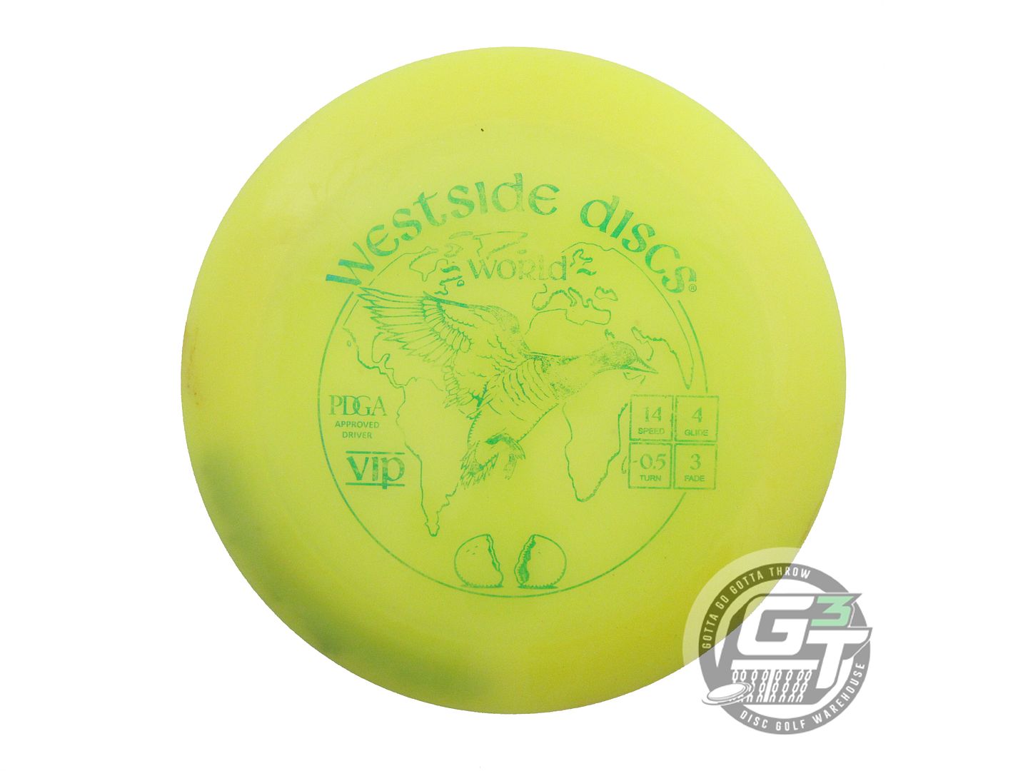 USED Westside Discs VIP World 176g Yellow Green Stamp Distance Driver Golf Disc