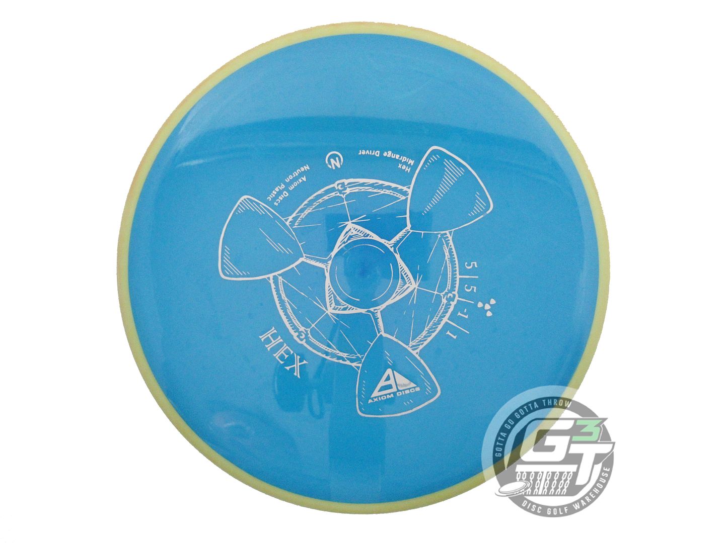 USED Axiom Discs Neutron Hex 175g Teal Yellow Rim Midrange Golf Disc