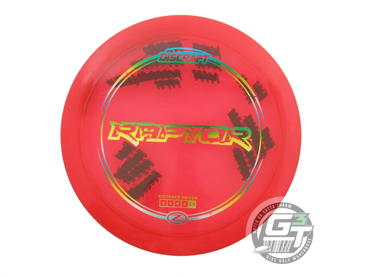 USED Discraft Z Raptor 176g Red Sunrise Foil Distance Driver Golf Disc