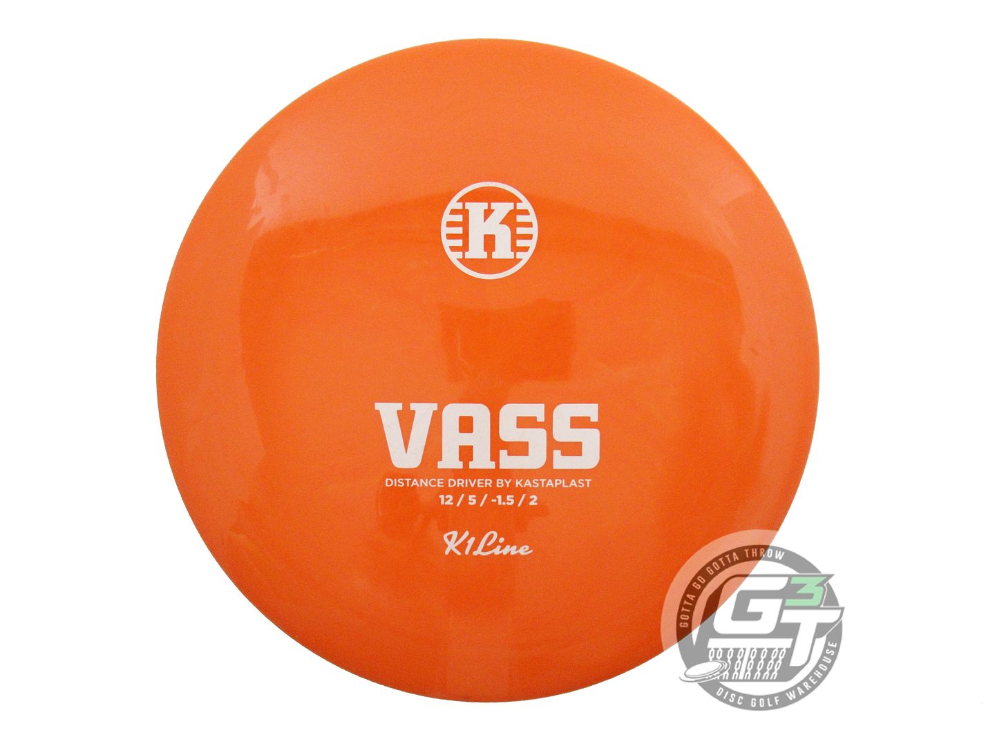 USED Kastaplast K1 Vass 172g Orange White Stamp Distance Driver Golf Disc