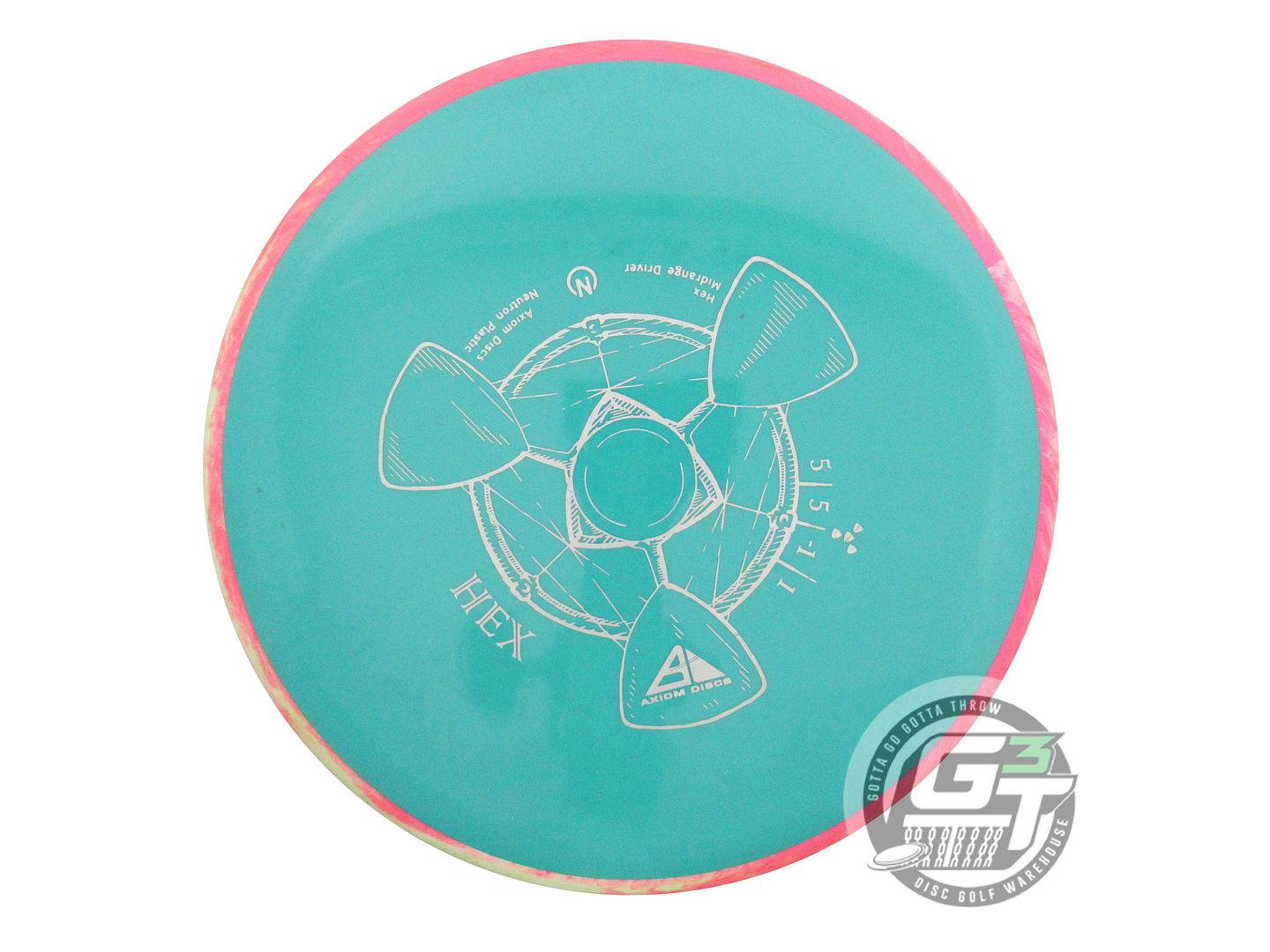 USED Axiom Discs Neutron Hex 174g Seafoam Pink Rim Midrange Golf Disc