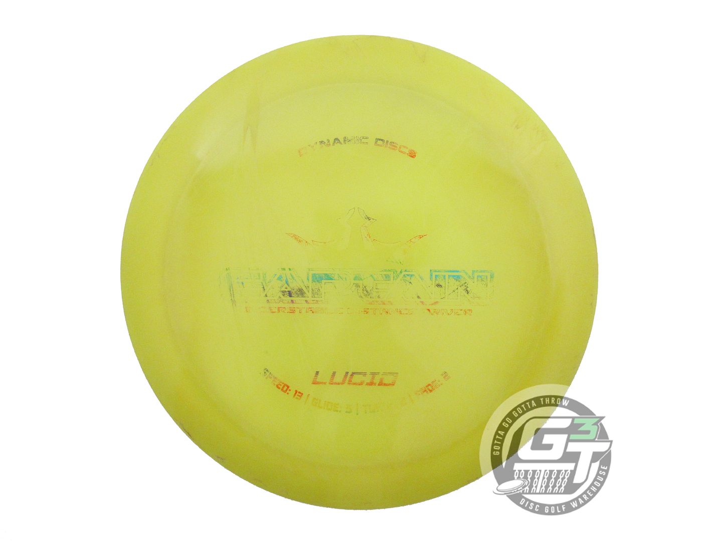 USED Dynamic Discs Lucid Captain 175g Yellow Wiped Stamp Distance Driver Disc