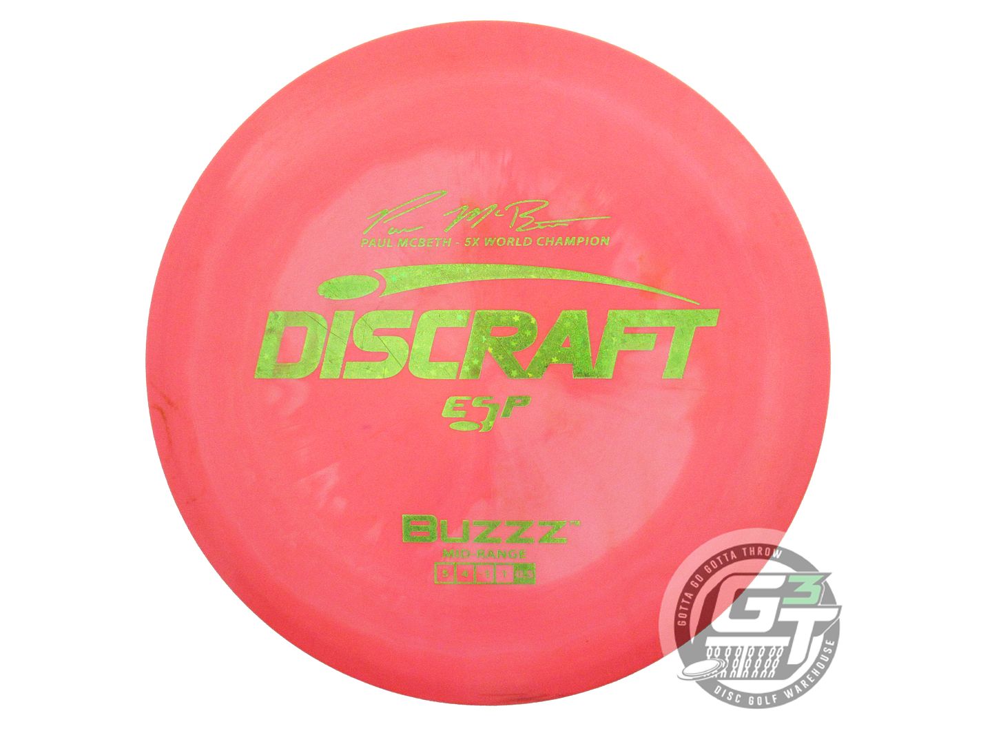 USED Discraft [McBETH] ESP Buzzz 180g Red-Pink Lime Star Foil Midrange Golf Disc