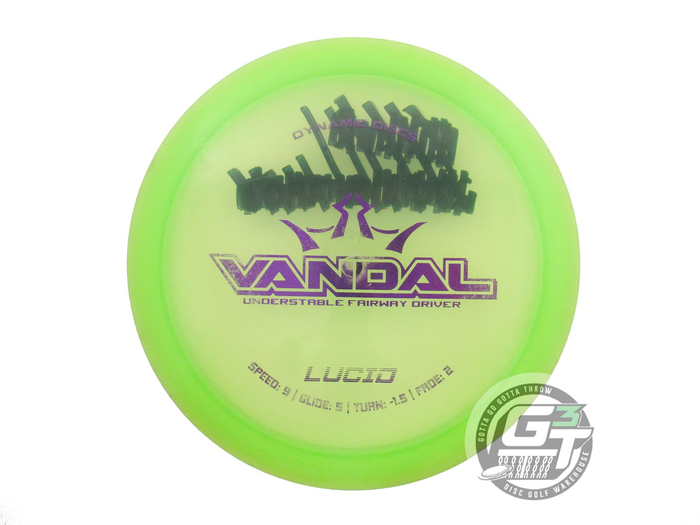 USED Dynamic Discs Lucid Vandal 176g Lime Purple Foil Distance Driver Golf Disc