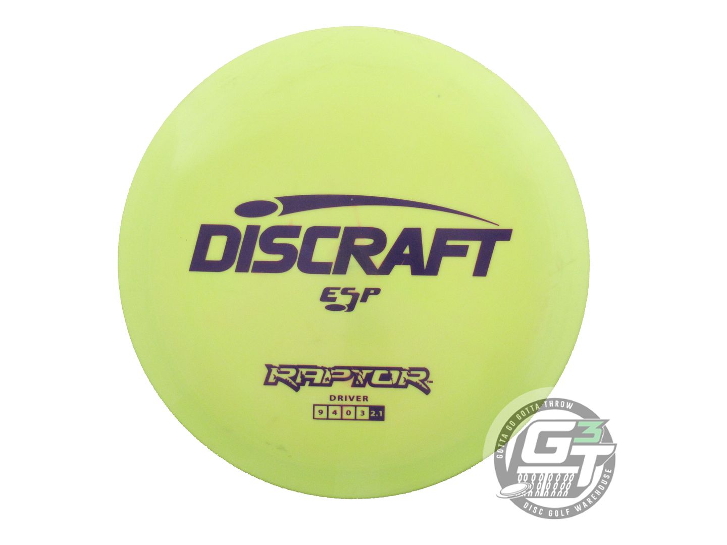 USED Discraft ESP Raptor 173g Yellow Purple Stamp Distance Driver Golf Disc