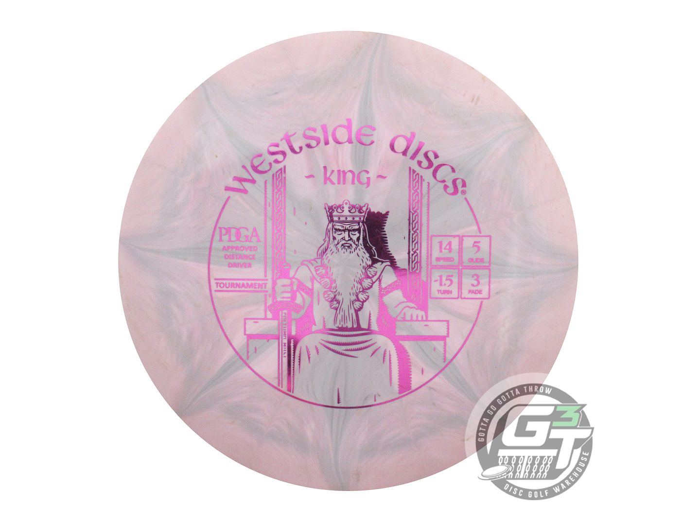 USED Westside Discs Tournament Burst King 170g Pink-Gray Distance Driver Disc